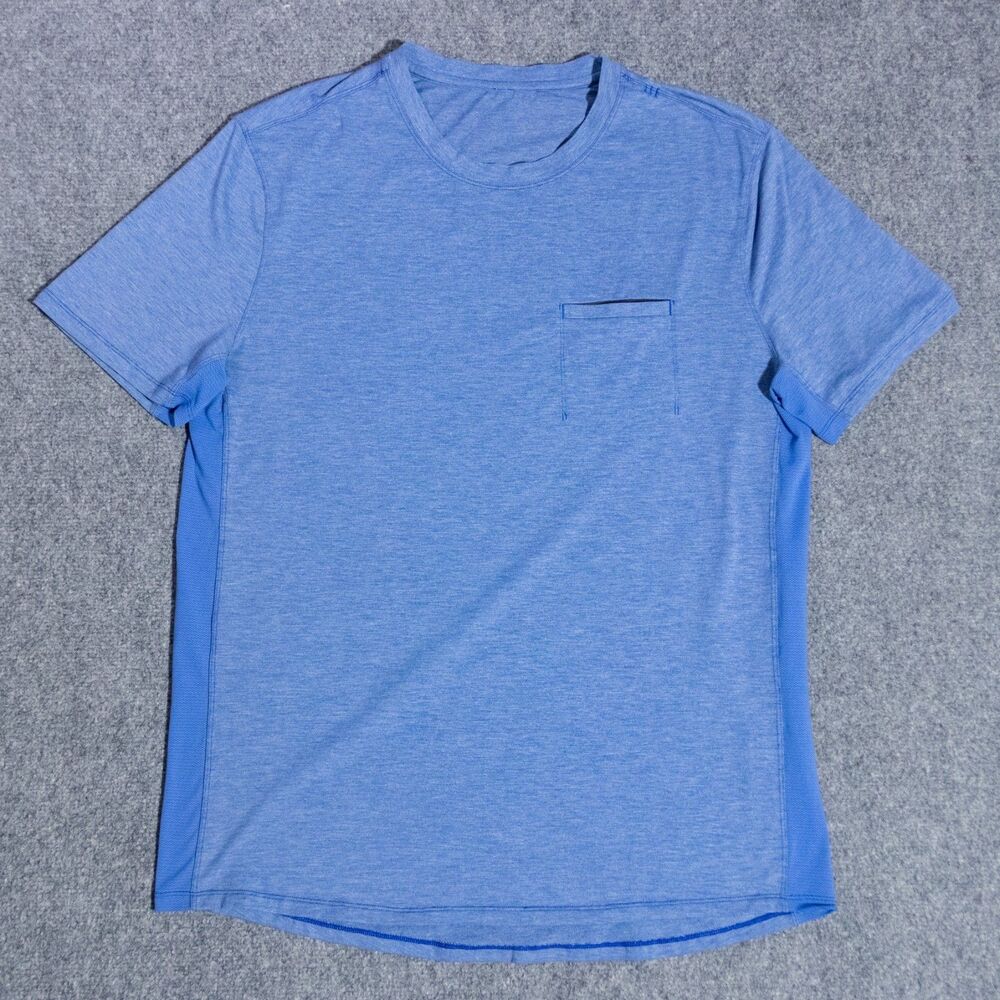 Lululemon Performance Pocket Short Sleeve Shirt Men's XL Blue Stretch Gym Active
